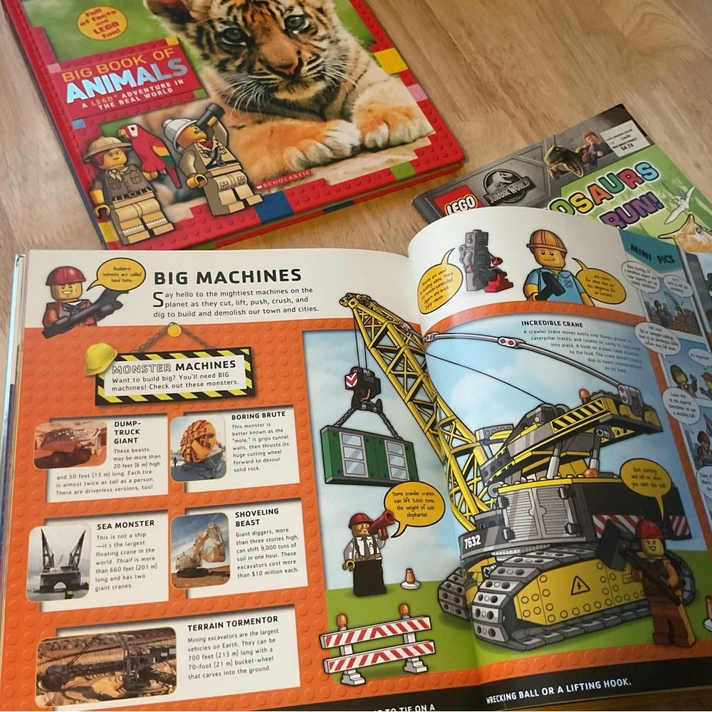 Lego Adventure Book Lot x3 Big Book of Animals Factastic Jurassic World Dino